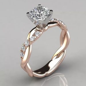 Engagement Ring for Women Cubic Zircon Rose Gold